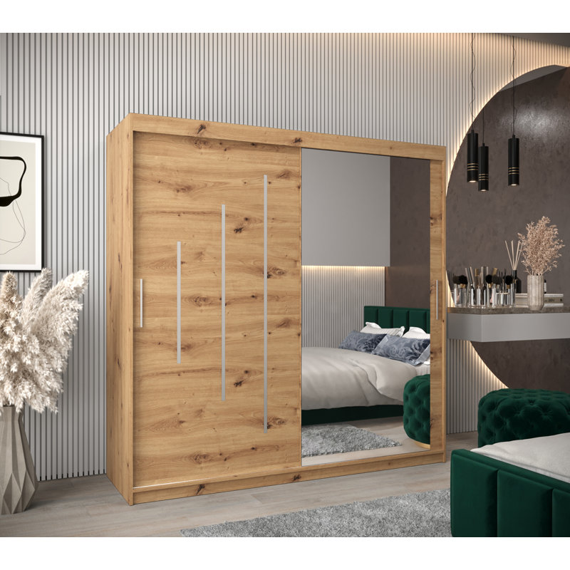 Ashray 2 Door Manufactured Wood Wardrobe, Artisan Oak