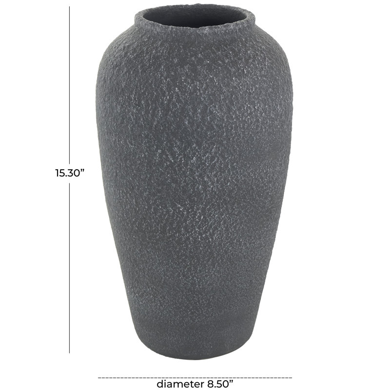 Ceramic Textured Decorative Vase, 15.3" H x 8.5" W x 8.5" D