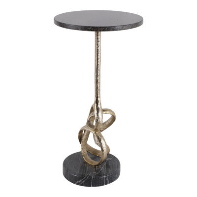 Contemporary Elevated Pedestal Metal End Table for Bedroom - Modern Accent Side Table with Narrow Profile for Living Room - 25", Silver & Black