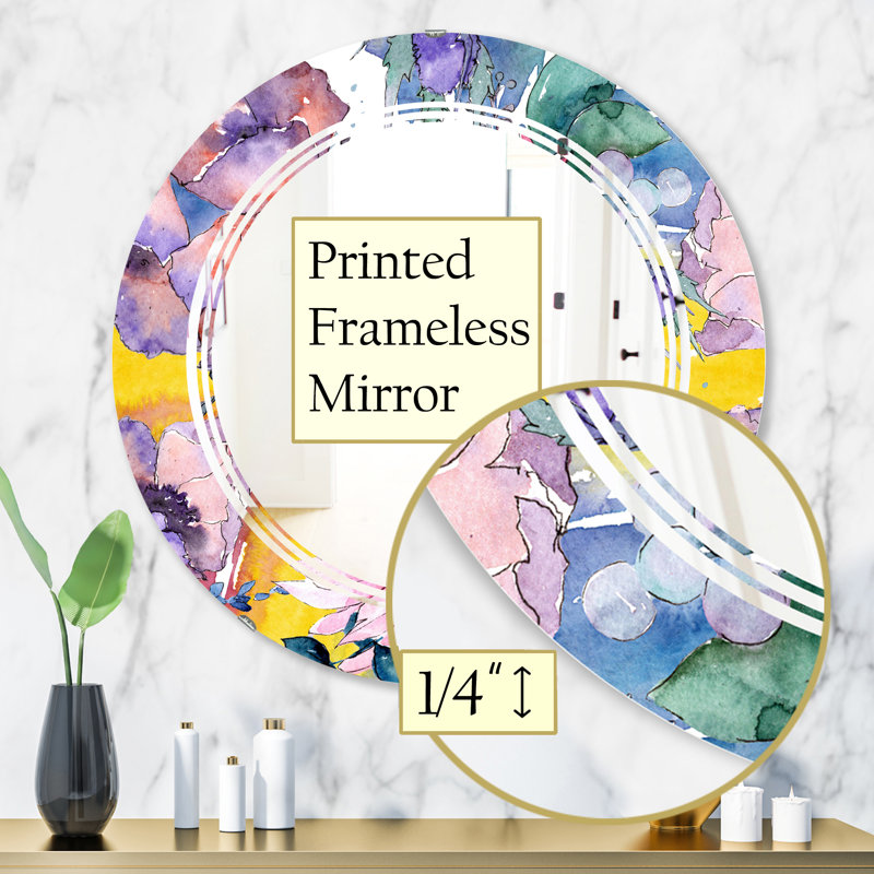 Miroir mural sans cadre Floral I, 31,5 po x 31,5 po, Floral Botanical V Triple