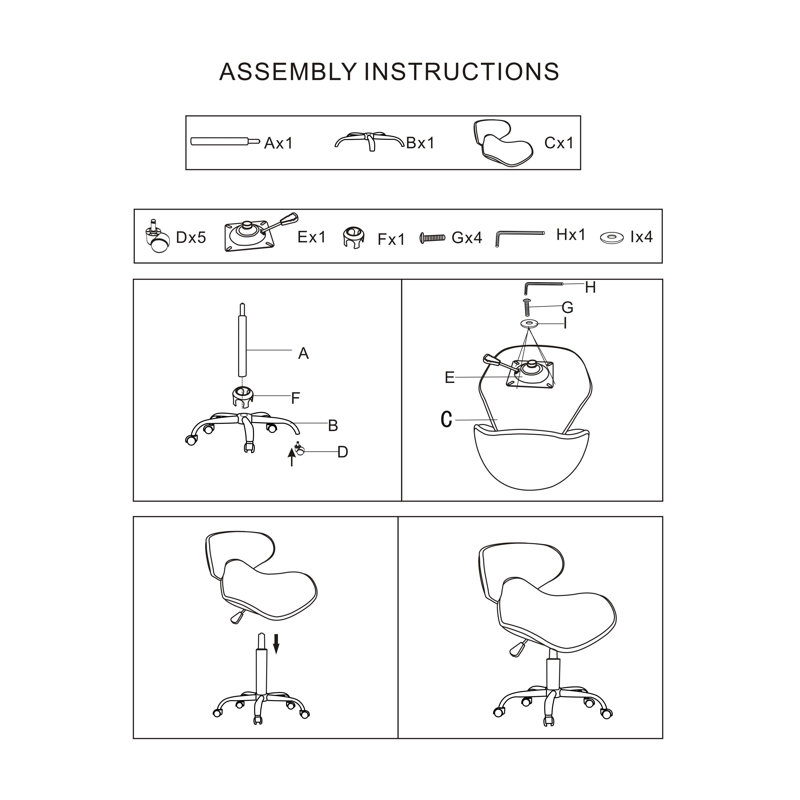 Waimes Backed Adjustable Height Ergonomic Lab Stool, Cream