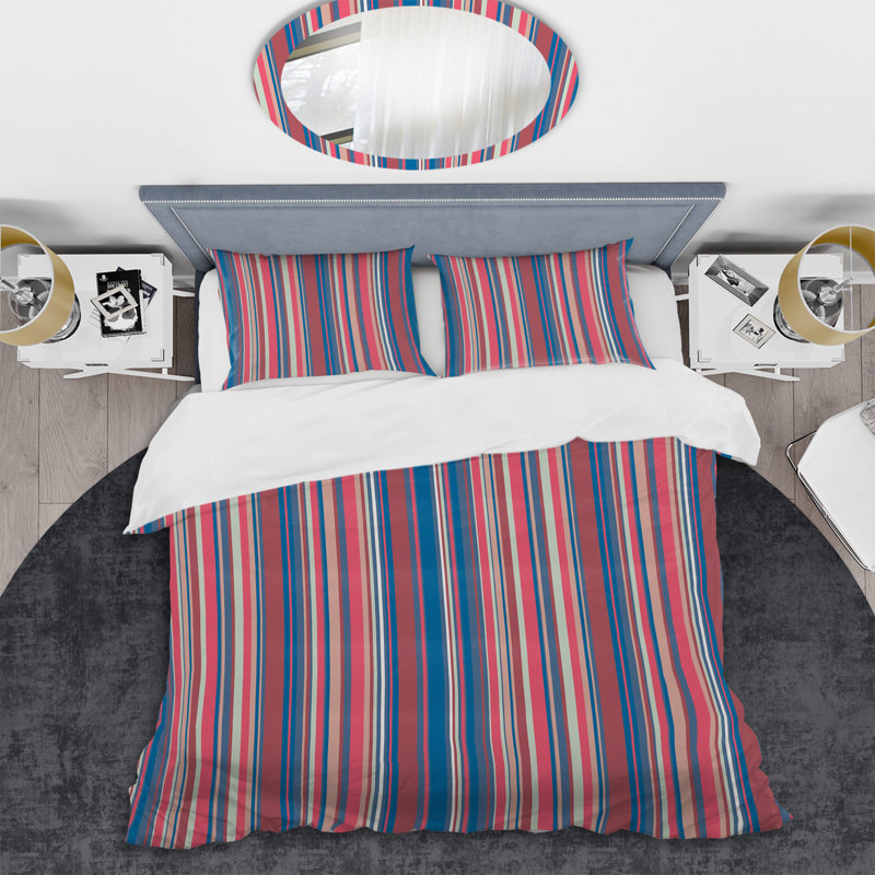 Ensemble de housse de couette en microfibre rouge / bleu / blanc 3 pièces, Housse de couette pour très grand lit et 2 très