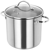 Daniks Classic Stainless Steel Stock Pot with Glass Lid | Induction 3 Quart  | Dishwasher Safe Pot | Measuring Scale | Soup Pasta Stew Pot | Silver