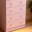 Commode en bois à 7 tiroirs avec poignées dorées, armoire de rangement haute à 6 niveaux en rose Macaron pour la chambre à coucher, le salon ou le bureau personnel