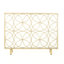 Cloison de foyer Cool Iron, superposition de motifs, panneau simple, écran de panneau de ton doré, cadre avec motif géométrique,
