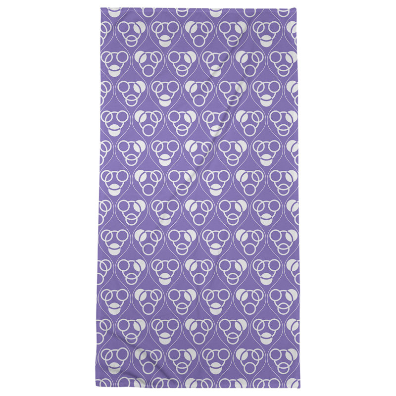 Serviette de bain à motif de cercles et de vagues Classic, Mauve/blanc