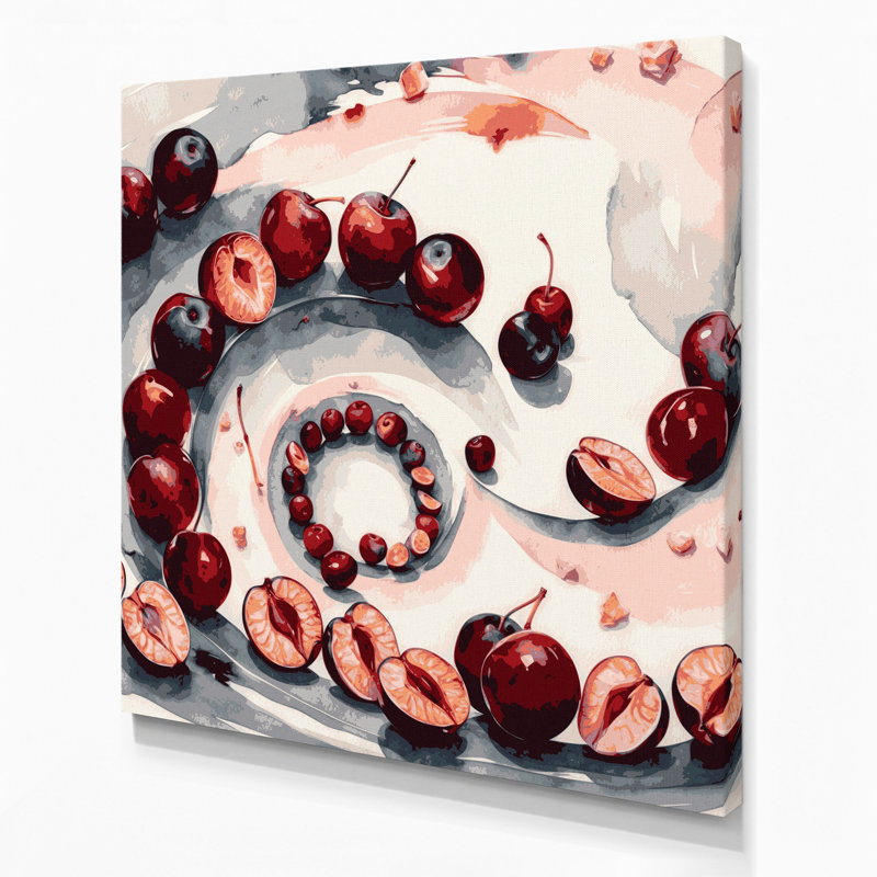 «Fruit Umeboshi», art mural sur toile grise, H 12 po x l 12 po