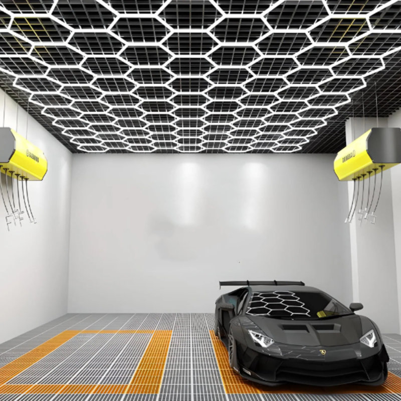 Lustres modulaires hexagonaux, lampes murales et plafonniers en forme de nid d'abeille RVBW, adaptés aux garages, sous-sols, salles de jeux et gymnases