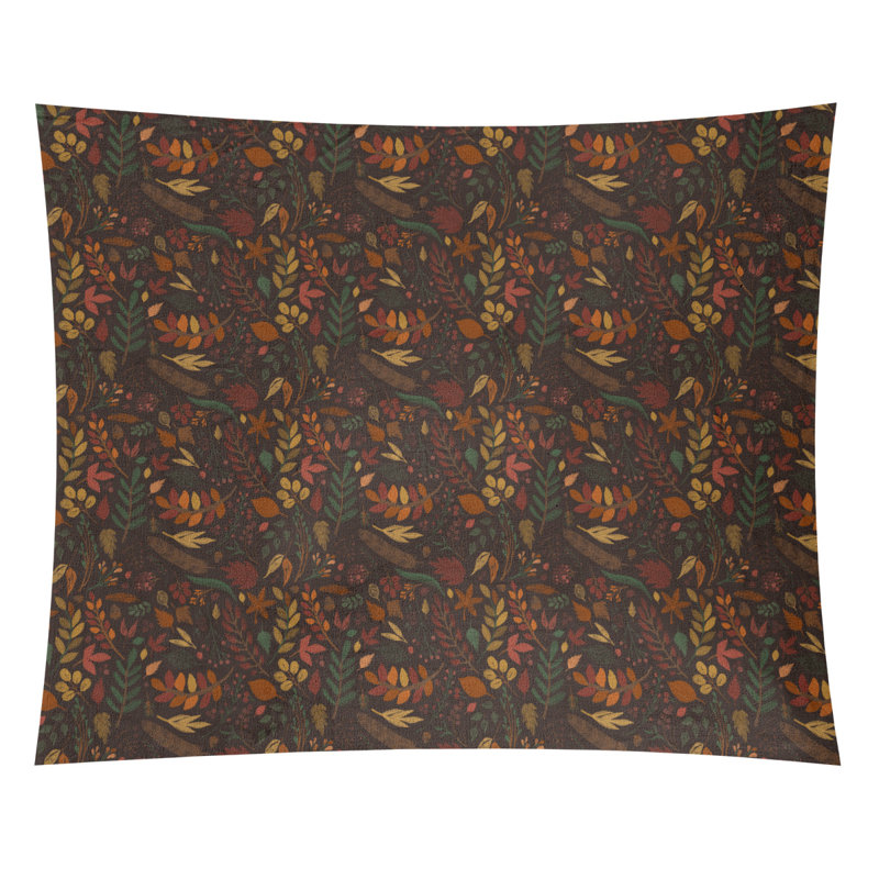 Tapisserie de noël d’automne en polyester fêtes, H 51 po x l 60 po, Orange / Jaune
