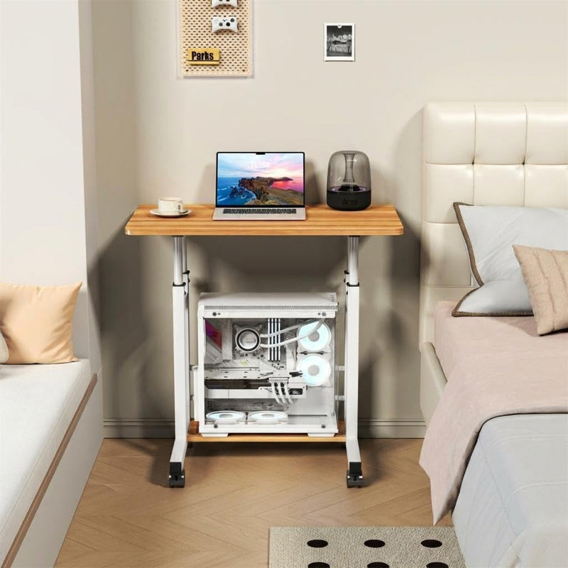 Metal Base Computer Desk, Tan/White