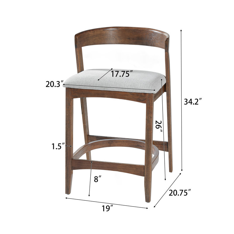 Tabouret de bar Avon, Coussin beige / structure en noyer