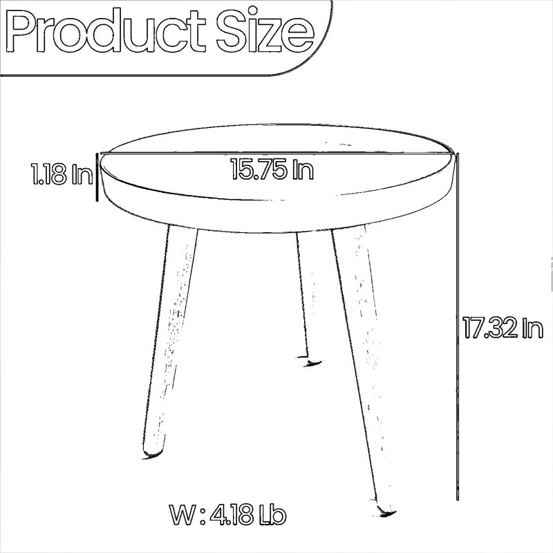 Petite table d'appoint ronde avec plateau, table de chevet minimaliste avec pieds en hêtre massif, plateau en polypropylène résistant, idéale pour le salon, la chambre à coucher ou le balcon.