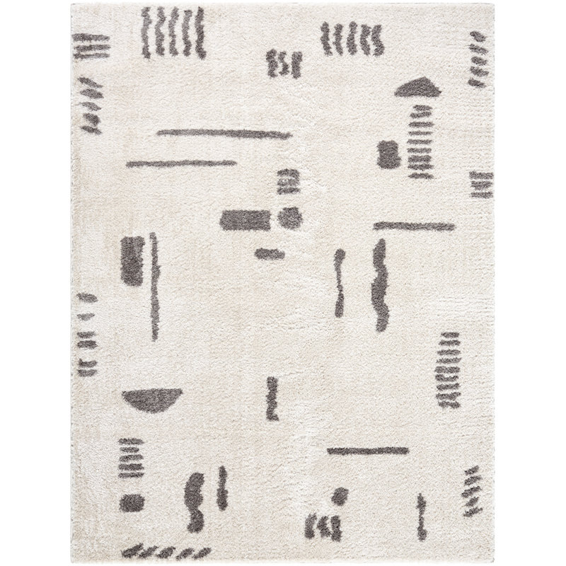 Machine Washable Shaggy Boho Charcoal Area Rug, Rectangle 140 x 200cm