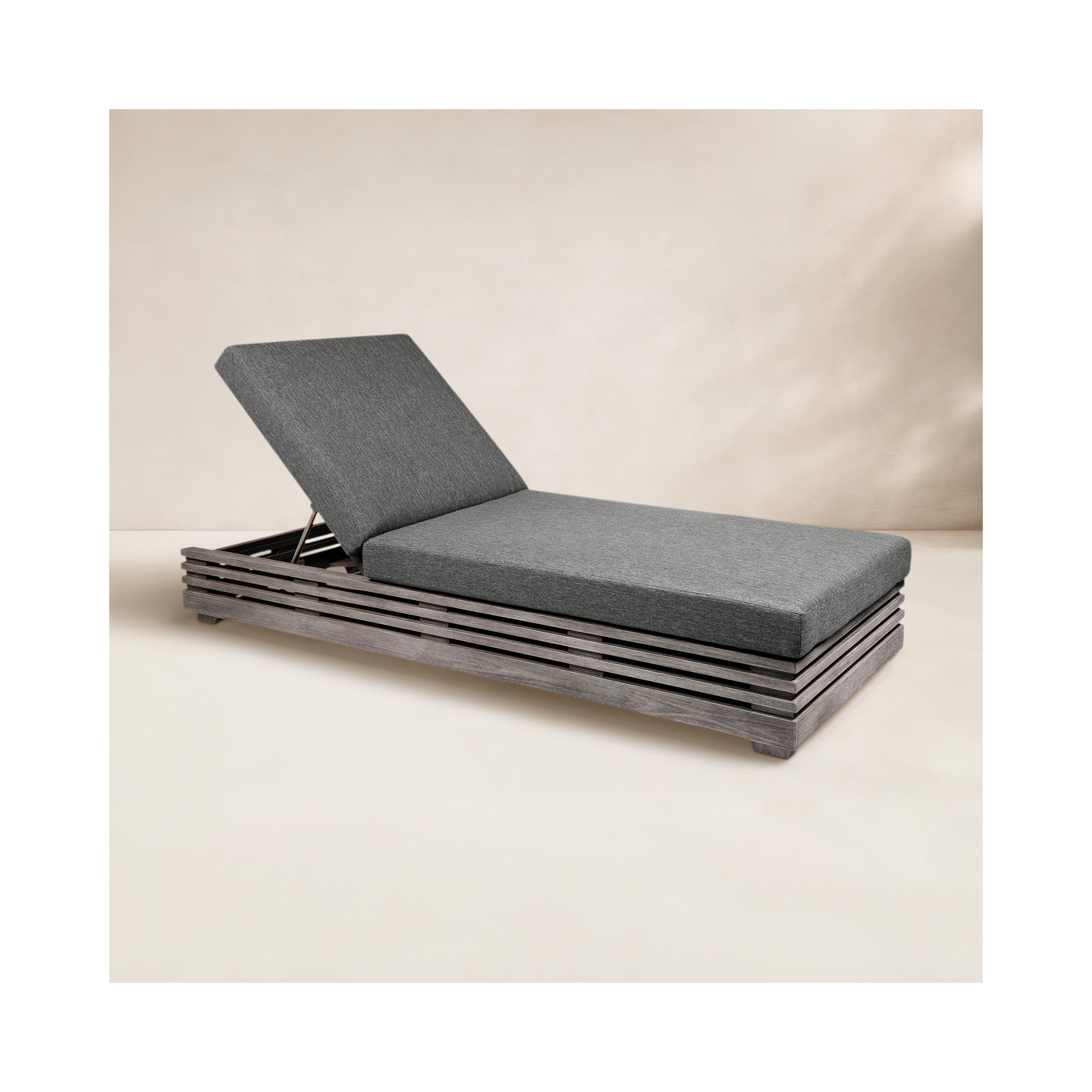 Aerilyn 32'' Outdoor Eucalyptus Chaise Lounge, Grey Performance