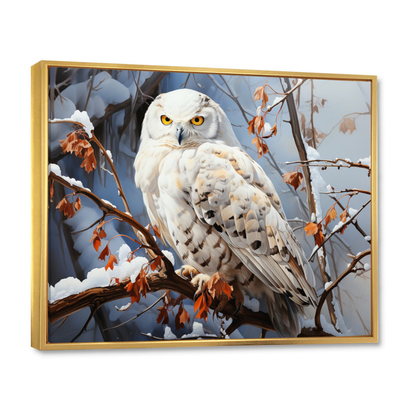 «Snowy Owl Winter I», reproduction sur toile, H 24 po x l 32 po x P 1 po, Cadre flottant doré