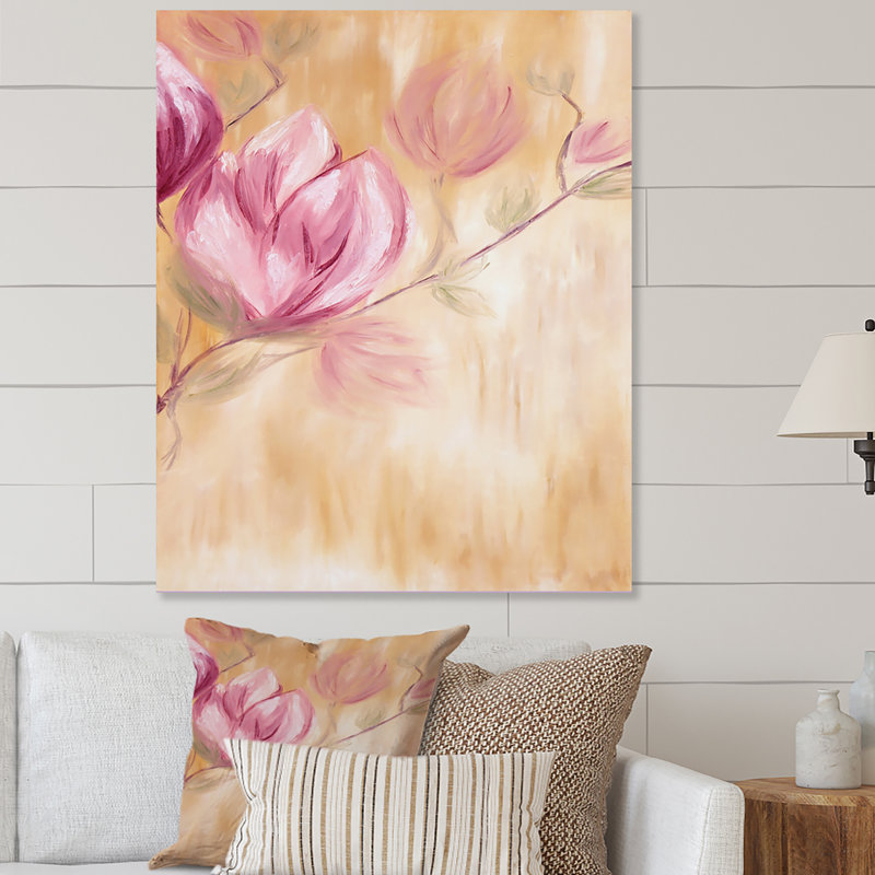 Peinture du printemps magnolia - reproduction d'art sur toile traditionnelle, H 20 po x l 12 po x P 1,5 po, Toile tendue