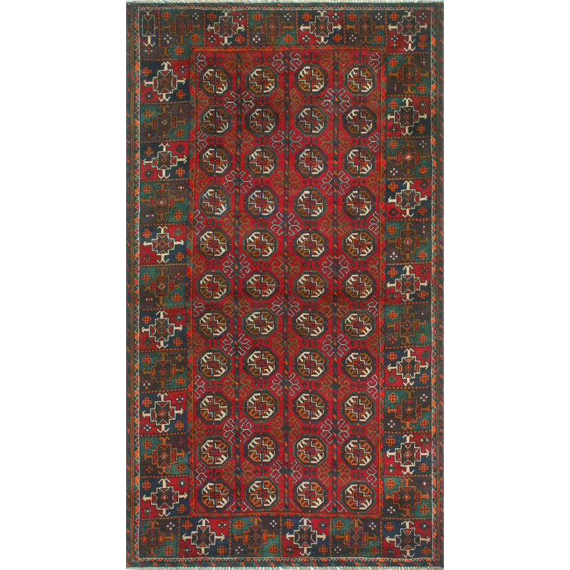 One-of-a-Kind 3'8 x 6'7 1980s Rectangle Wool Area Rug in Green and Ivory