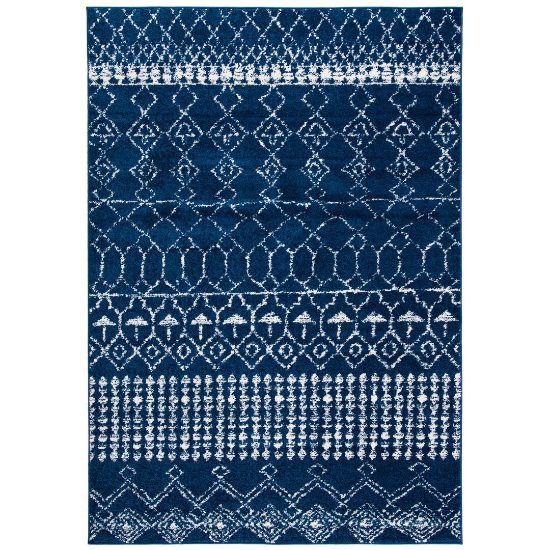 Teppich Metivier in Marineblau/Weiß