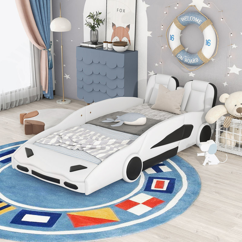 Lit plateforme avec roulettes Race, Blanc