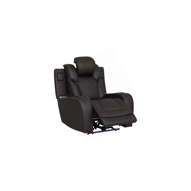 Fauteuil inclinable électrique en microfibre Wendell gris foncé avec rangement, USB et DEL