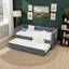 Lit de jour 83 po en velours de taille simple avec lit gigogne escamotable, canapé-lit moderne à motif de losanges avec capacité de 500 lb et support à lattes-112426971