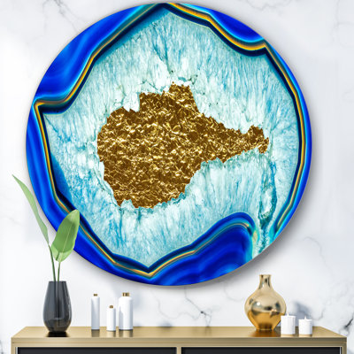 " Golden Heart Blue Agate Stone "