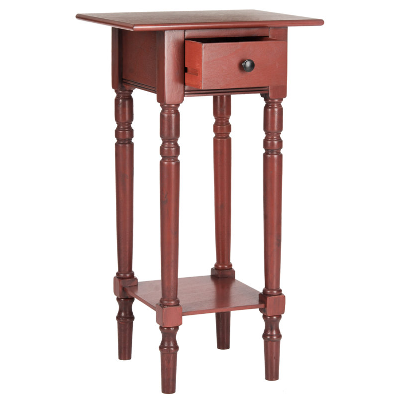 Malmesbury Solid Wood End Table with Storage, Red