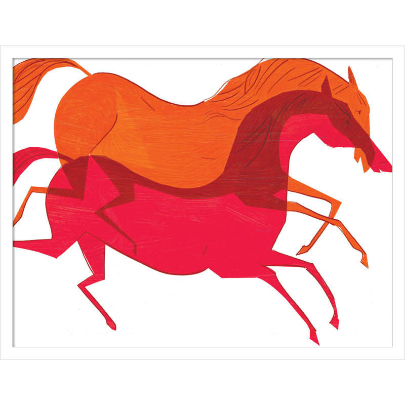«Horses» par Richard A. Allen, reproduction d'art encadrée sur bois, Blanc, H 20 po x l 25 po