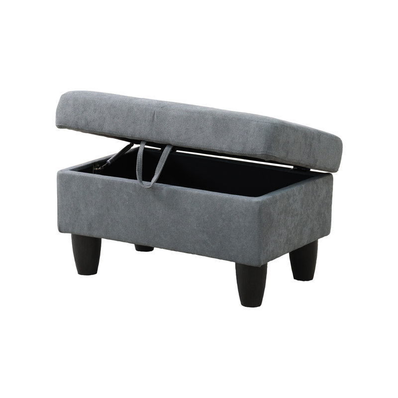 Repose-pieds de rangement rectangulaire 28,5 po Keevha, Lin gris foncé