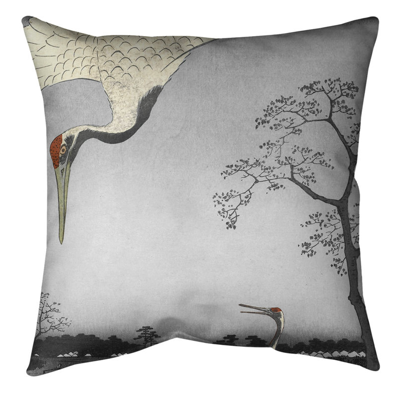 Coussin pour grues japonaises, 18 po x 18 po, Gris, Polyester filé