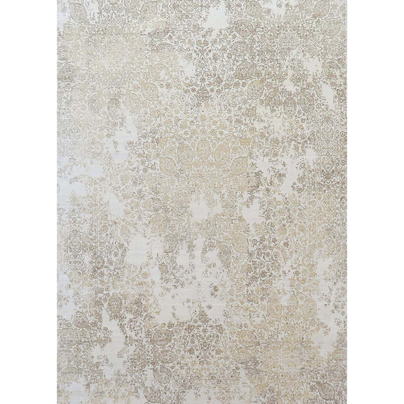 Hand Knotted Floral Area Rug, Rectangle 9' x 12'