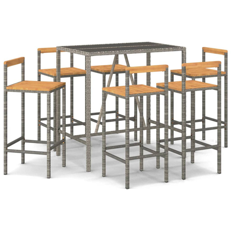 Aeisha 40cm Solid Wood Bar Set, Grey