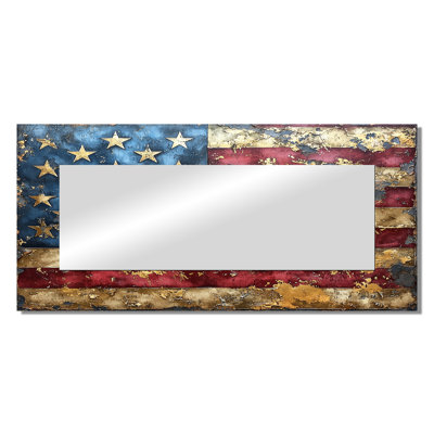The Gilded Age Of Usa Flag I - Landscapes Accent Wall Mirror - Printed On Metal