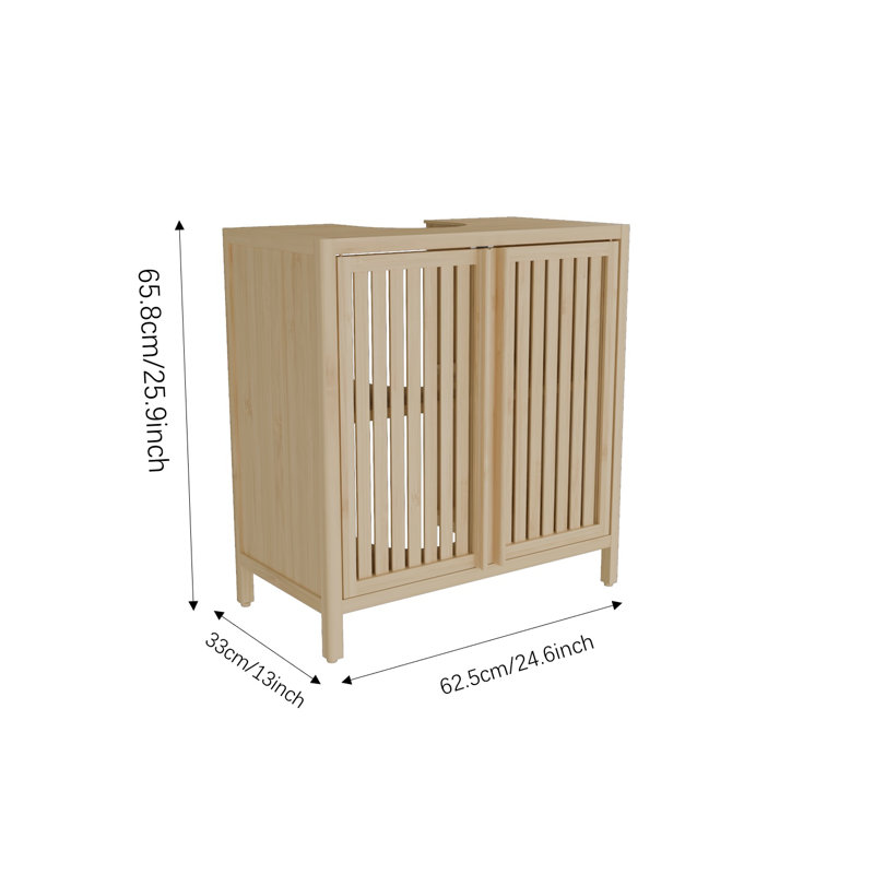 Tova Rustic Bamboo Vanity Base with Ample Storage and Eco-Friendly Design (Base Only)