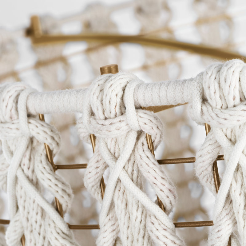 Catania 30" Hanging Shade With Cream Braided Rope, Antique Burnished Brass, 21" H x 29" W x 29" D