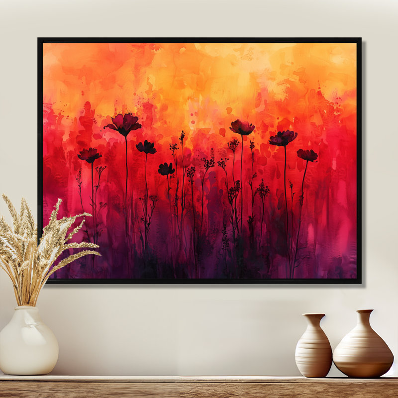 Alger - Floral Wall Art, Noir, H 12 po x l 20 po, Impression encadrée flottante
