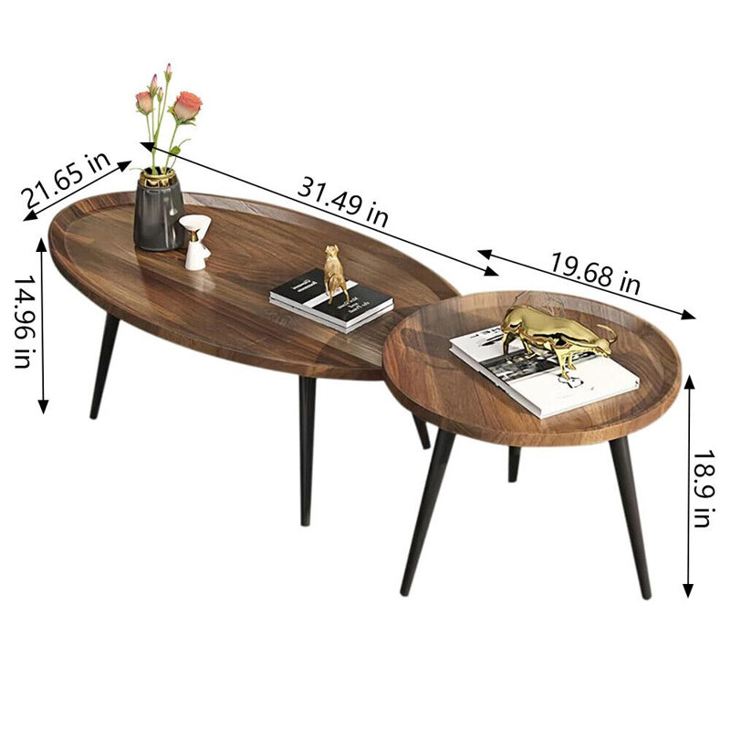 Ensemble de 2 tables basses gigognes Mid-Century