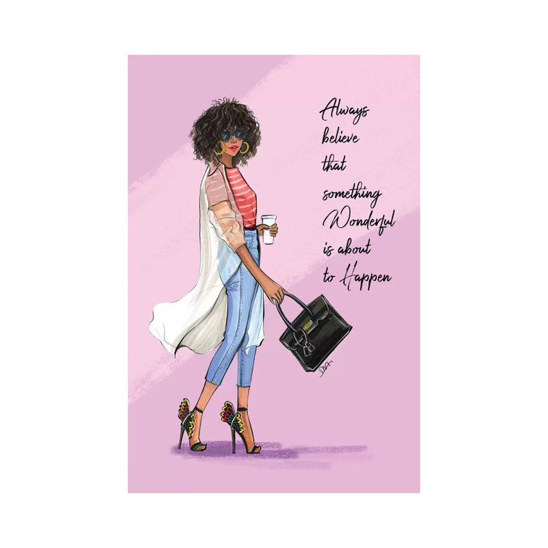 «Afro lundi» par Rongrong DeVoe - impression d'art graphique, H 18 po x l 12 po x 1,5 po, Toile tendue, Aucun mat