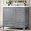 Meuble-lavabo de 36 pouces avec lavabo en céramique et rangement spacieux, finition grise, conception autoportante pour les salles de bain modernes-1326586877