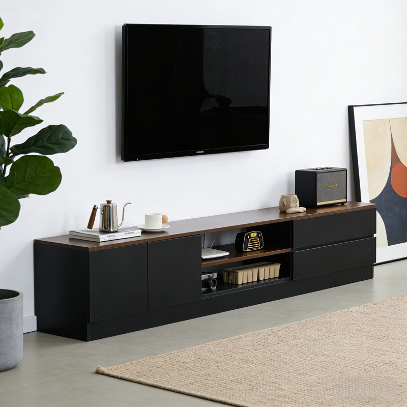 Meuble télé moderne, simple et créatif, Black/Nut Brown