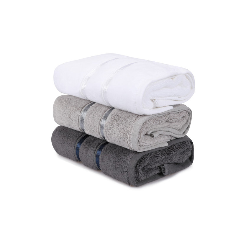 Ensemble de serviettes 3 pièces 100% coton, Gris