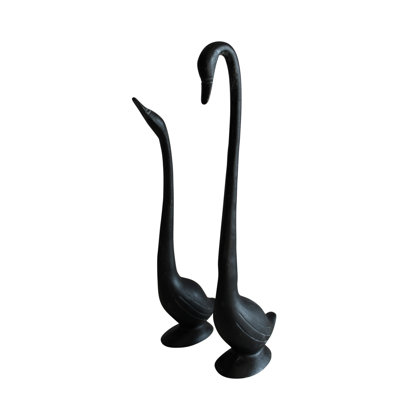 Chattam Birds Aluminum Pair of Black Swans, Graceful Decor Accent 7" x 7" x 23"H
