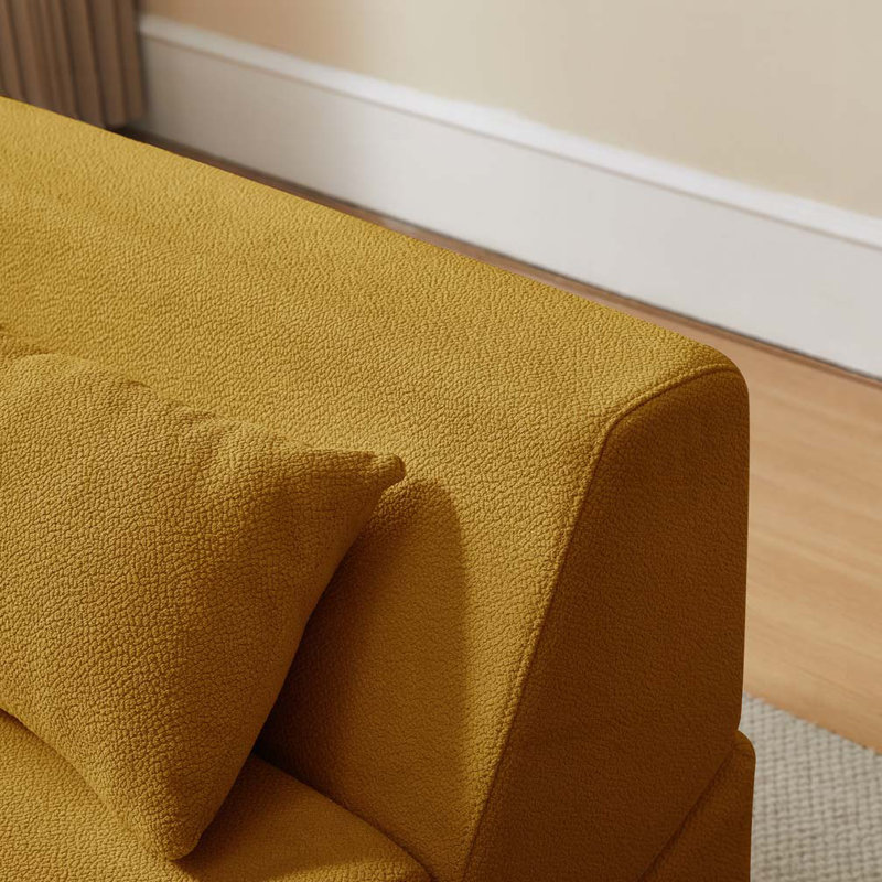 Chaise convertible en laine et en tissu, Jaune