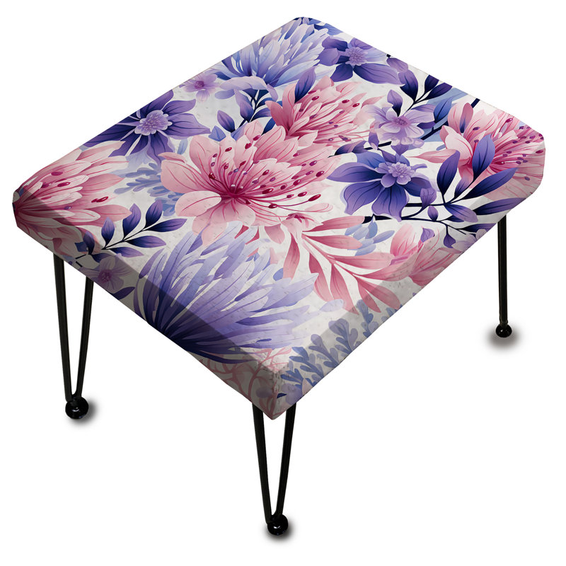 Violet Floral Garden Pattern - Floral Rectangle Ottoman