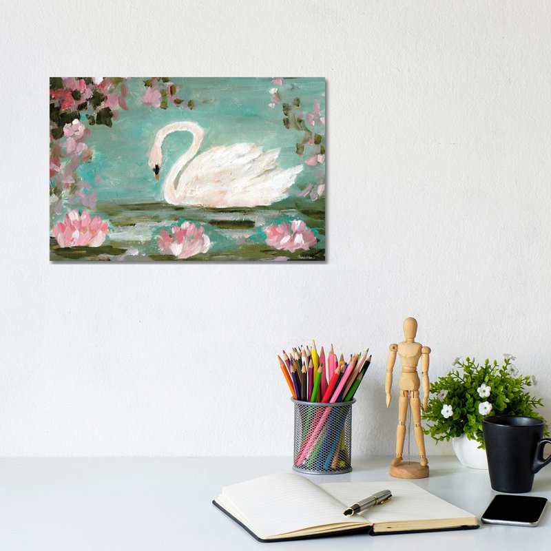 Romantic Swan 1 Piece Wall Art on Canvas, 20.32 cm H x 30.48 cm W x 1.905 cm D, Does Not Apply