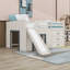 Lit mezzanine double en bois avec glissoire et 3 tiroirs