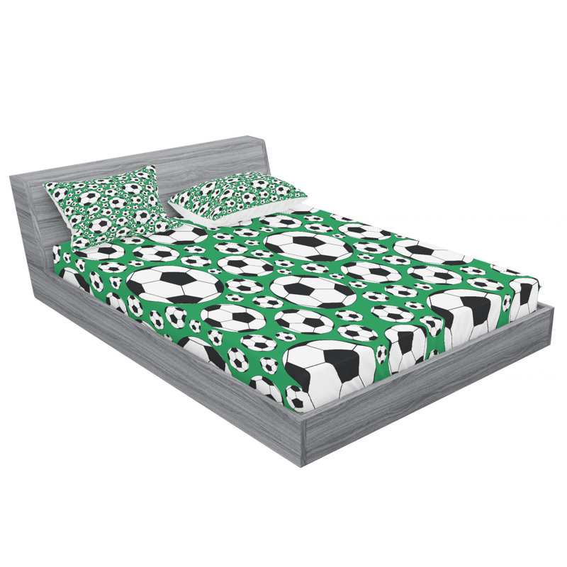 Microfiber Geometric Fitted Sheet, Full Fitted Sheet with 2 Pillowcases