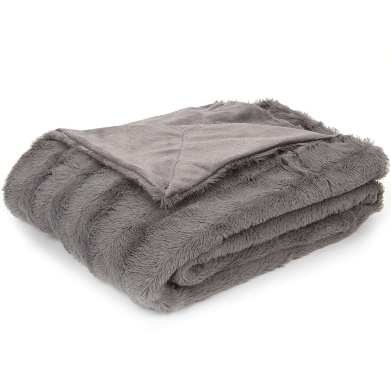  Jeté en fausse fourrure douce, Gris, L 40 po x L 50 po