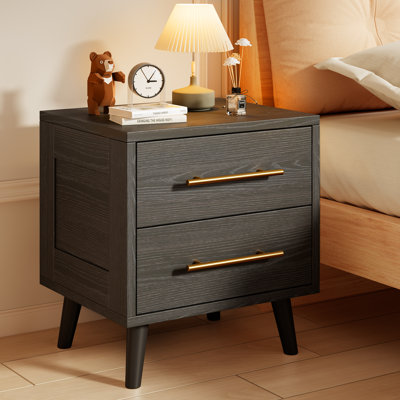 Janitza 2 Drawer 17.7'' W Mid-Century Modern Nightstand with Metal Handles and Tapered Legs