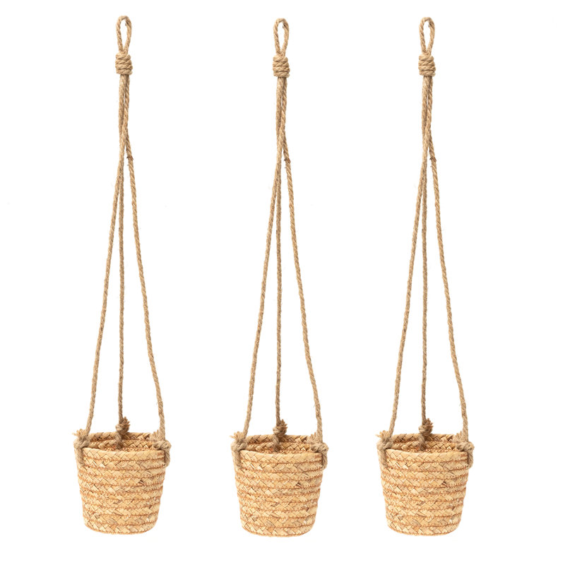 Pot à fleurs suspendu en fibre naturelle, 5" H x 5.5" W x 5.5" D